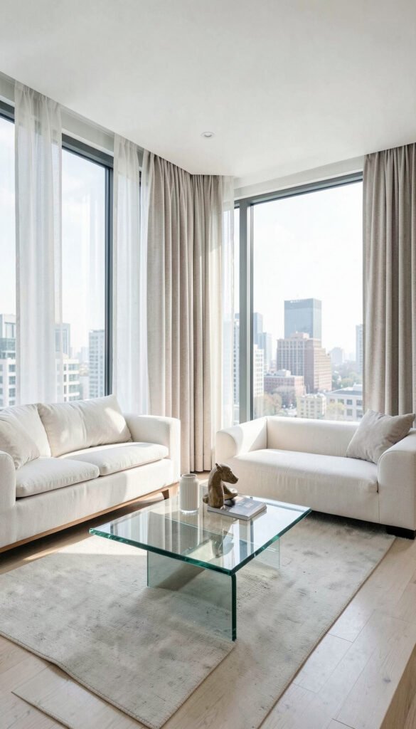 Sala Minimalista con Grandes Ventanales - Fondos de Salas