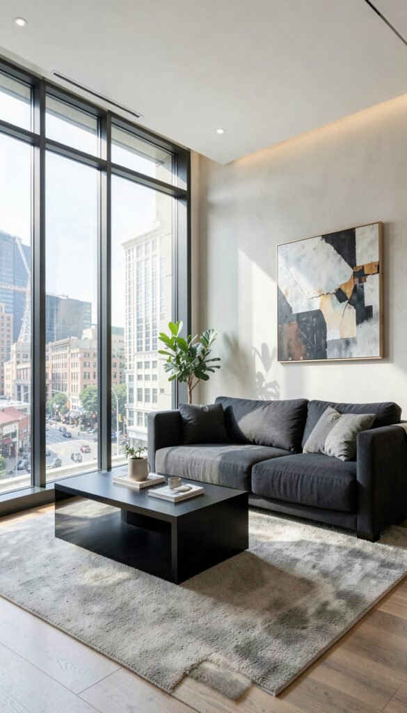 Sala moderna con ventanales - Fondos de Salas