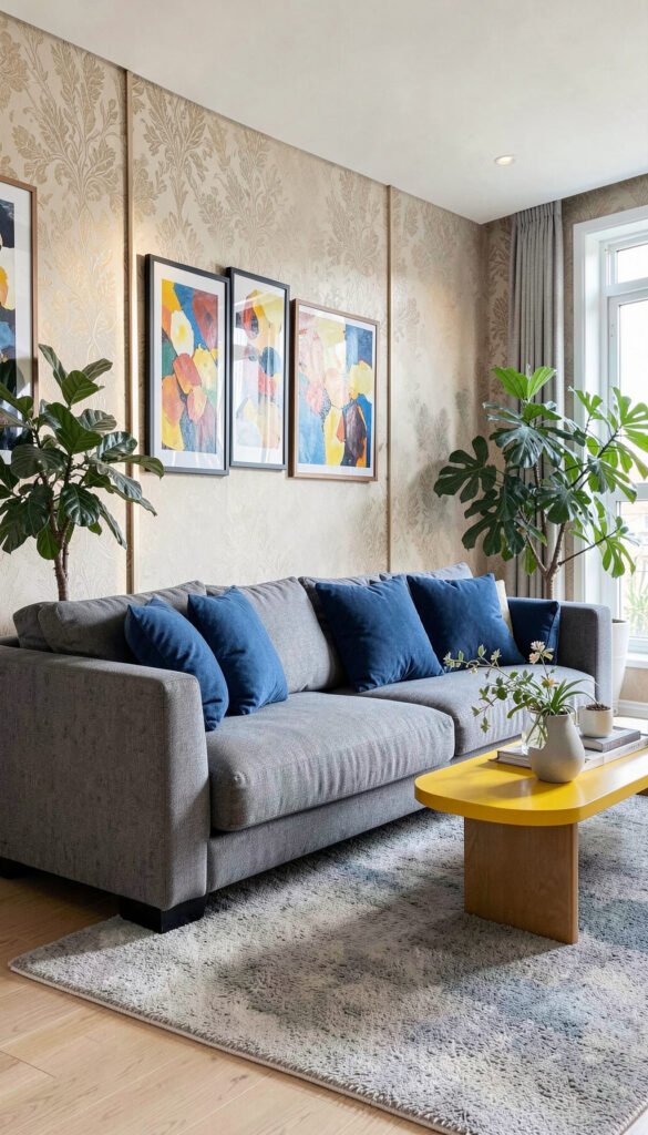 Sala Moderna con Toques de Color - Fondos de Salas