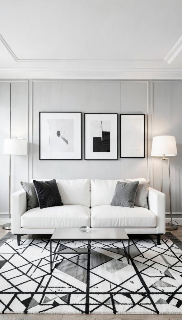 Sala Elegante en Blanco y Negro - Fondos de Salas