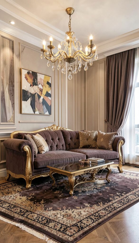 Sala Lujosa con Detalles Dorados - Fondos de Salas