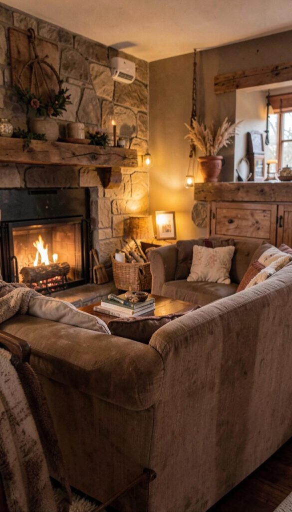 Sala Acogedora con Chimenea - Fondos de Salas