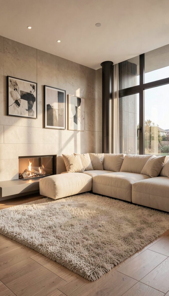 Sala Moderna con Chimenea - Fondos de Salas