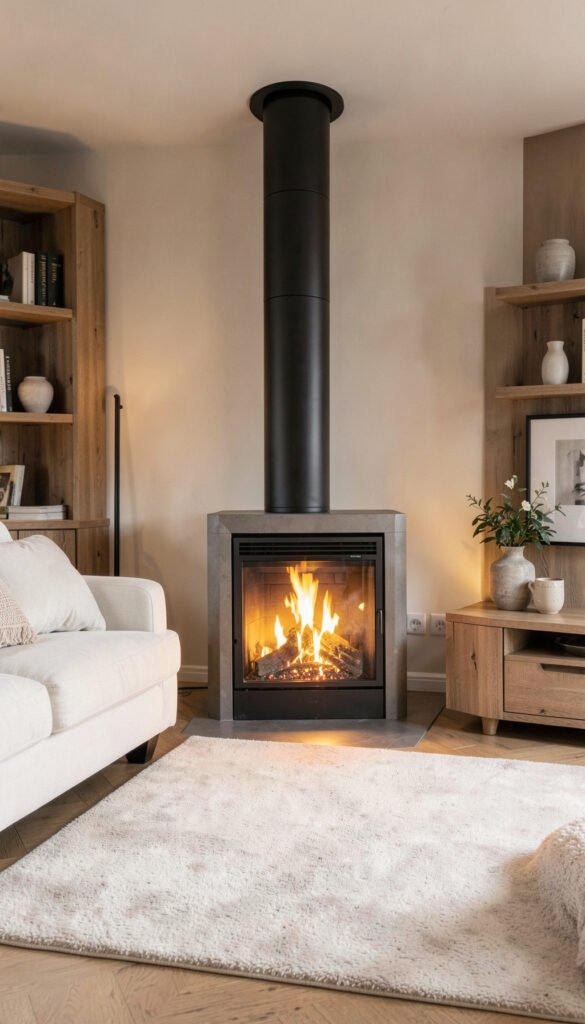 Sala con chimenea moderna - Fondos de Salas