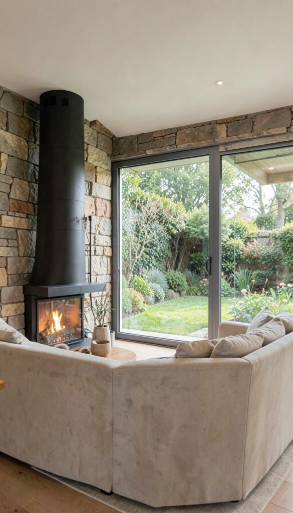 Sala Contemporánea con Chimenea - Fondos de Salas