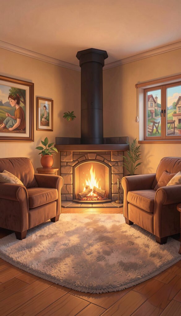 Sala con Chimenea y Luz Cálida - Fondos de Salas